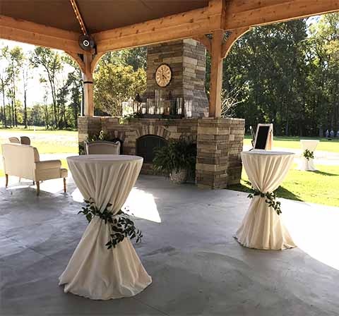 Venue Features - Dressed Cocktail Tables, Outdoor Covered Patio